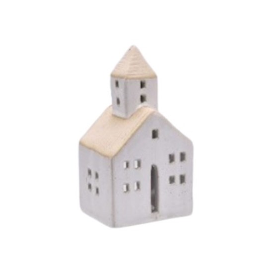 Svícen v dekoru domečku V.13,3cm bílý_0