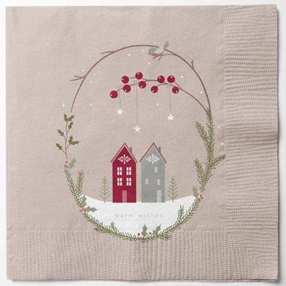 Papírové ubrousky 33x33cm BAL/20ks růžové s potiskem domečky_0