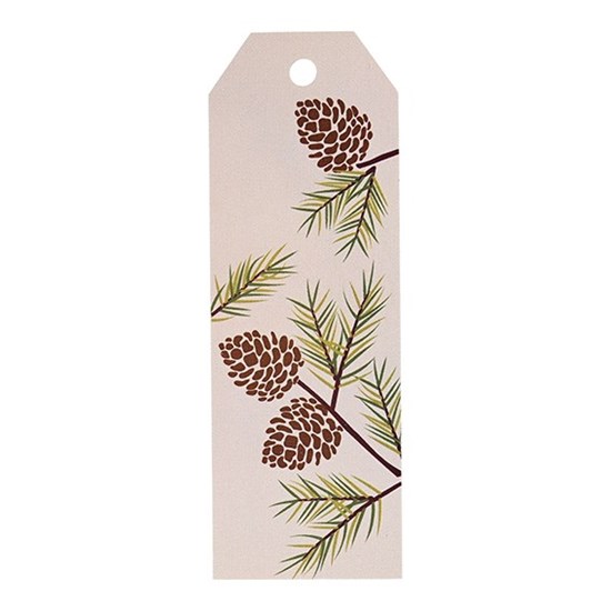 Jmenovky na dárky s potiskem šišky 10x3,5cm BAL/12ks hnědé_0