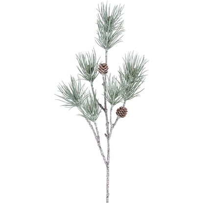 Umělá borová větvička se šiškami 72 cm šedozelená_0