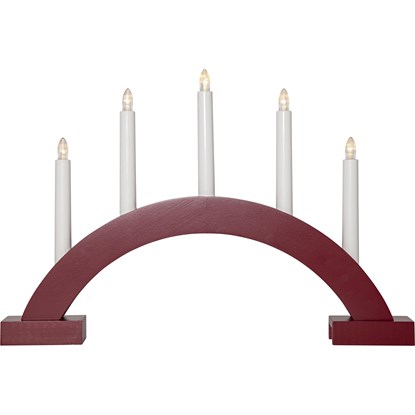 Vánoční dřevěný svícen na baterie ABBE červený_0