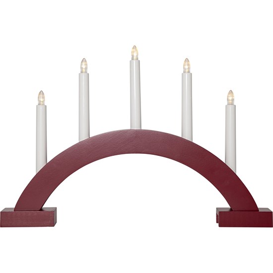 Vánoční dřevěný svícen na baterie ABBE červený_0