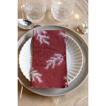 Papírové ubrousky VINTERGRAN 11x21cm 16ks červené/dekor větvičky_0