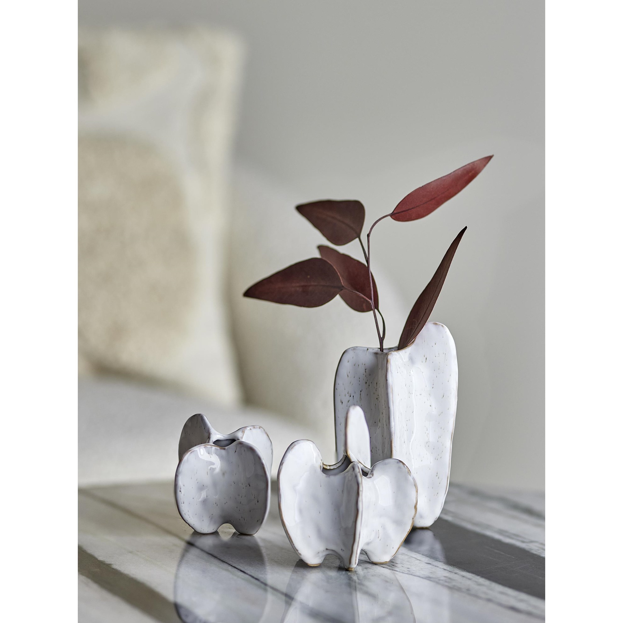 Sada tří kameninových váziček JAYCE, odstíny bílé_0