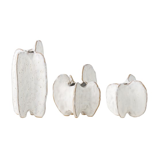 Sada tří kameninových váziček JAYCE, odstíny bílé_1