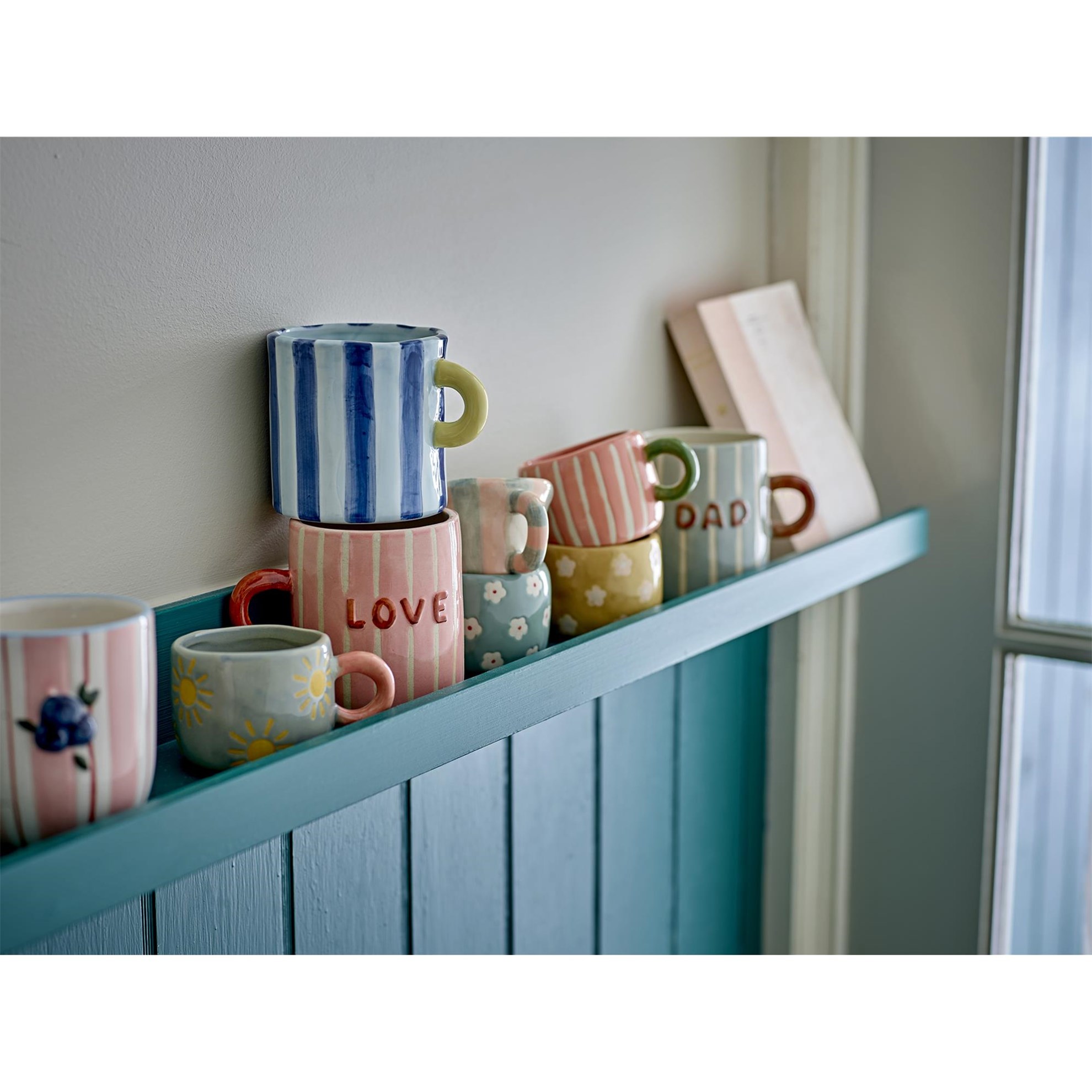 Kameninový hrnek NINI 115ml modrý s kytičkami_4