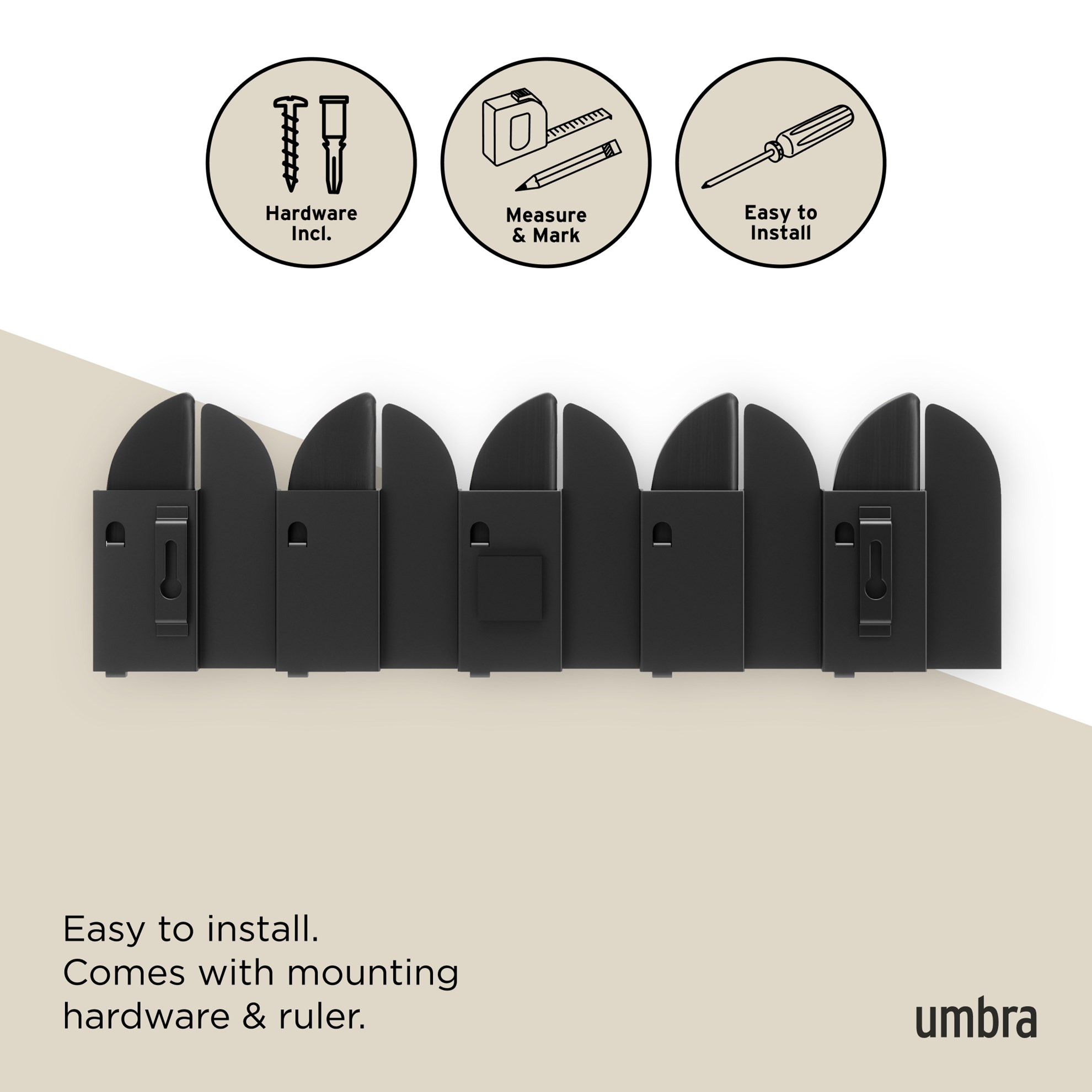 Nástěnné háčky Umbra SALOON černé_2