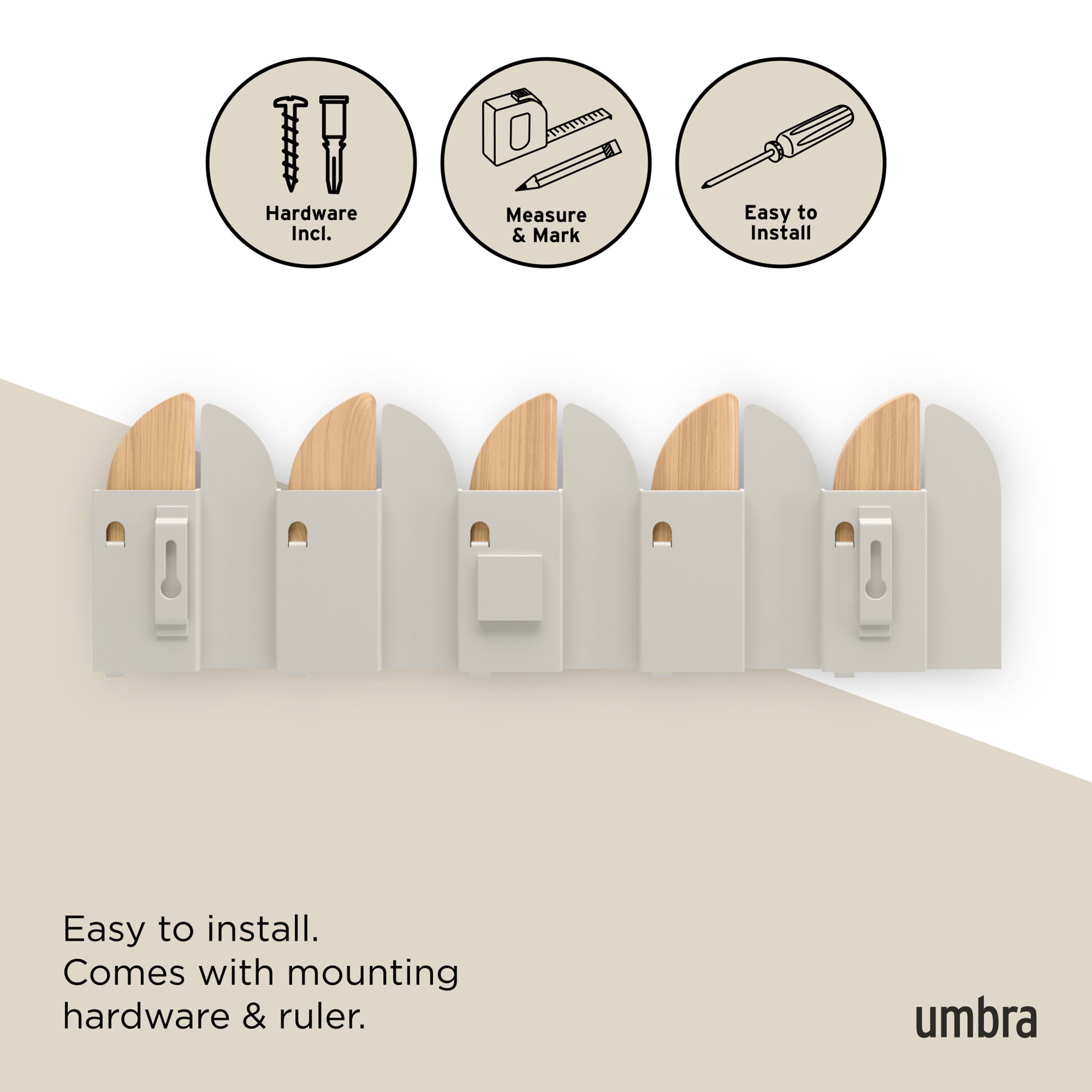 Nástěnné háčky Umbra SALOON přírodní/písková_5
