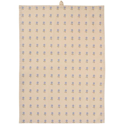 Kuchyňská utěrka Elisabeth Ib Laursen přírodní s modrými květy_0