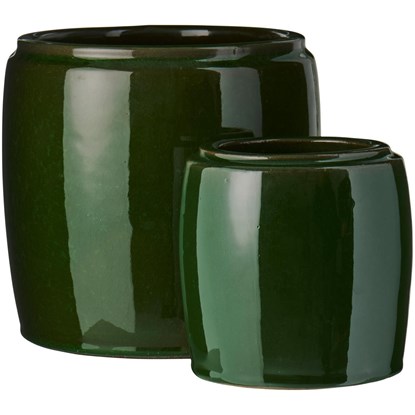 Sada 2 válcových květináčů Ib Laursen v mechově zelené barvě_0