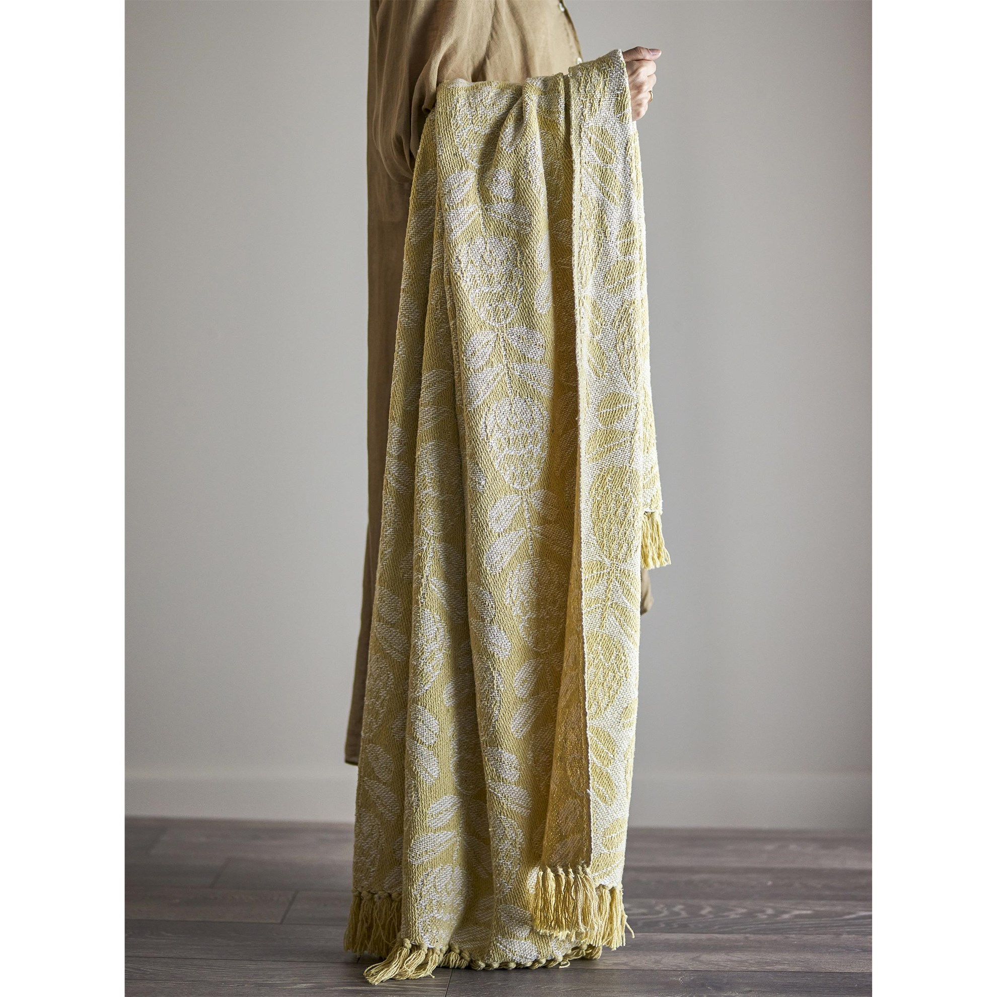 Pléd z recyklované bavlny PRATELLO 160x130 cm žlutý_1