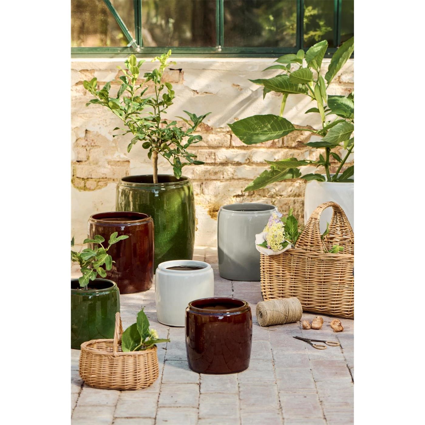 Sada 3 válcových květináčů Ib Laursen v olivově zelené barvě_1