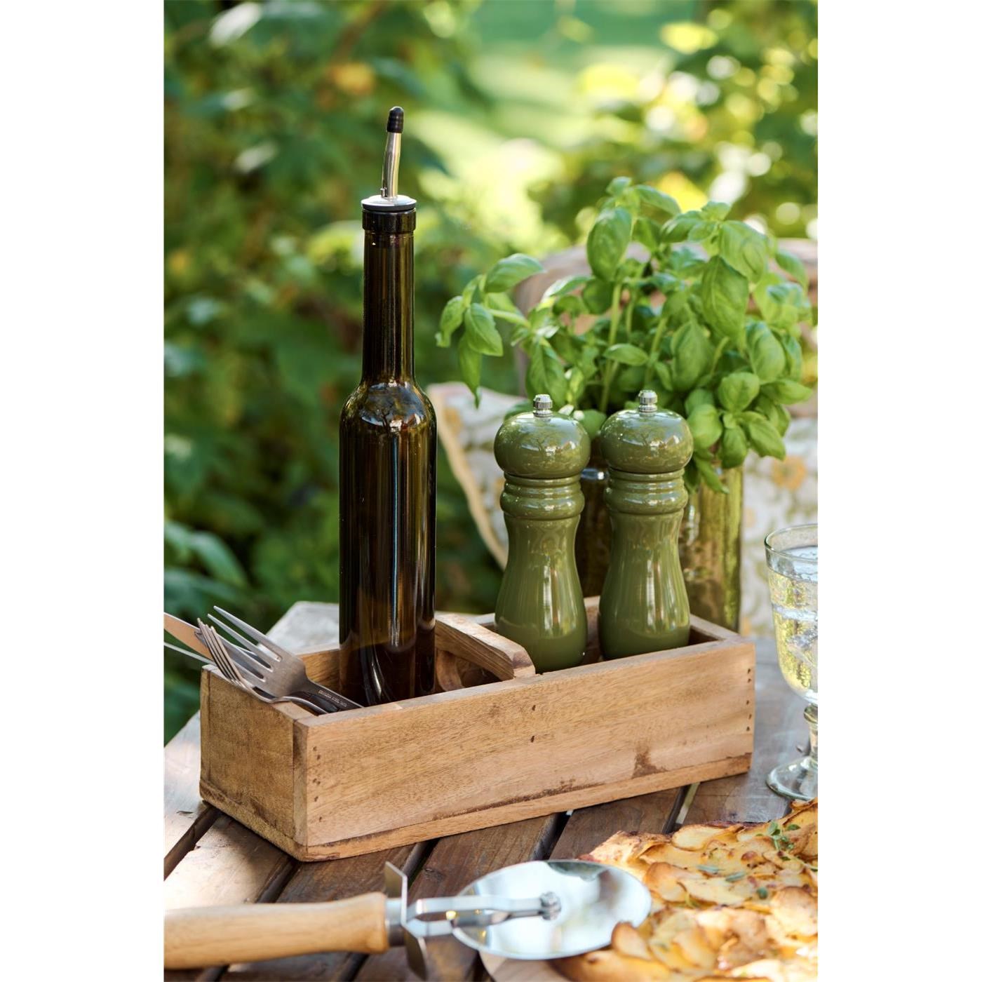 Sada dřevěných lakovaných mlýnků na sůl a pepř Ib Laursen V.21,5 cm olivově zelená_1