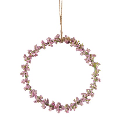 Umělá závěsná bylinková dekorace kruh 11x11x1 cm, růžová_0