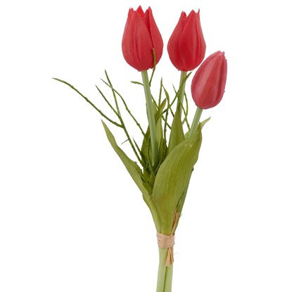 Tulipán svazek x3 s větvičkou 25 cm, růžová_1