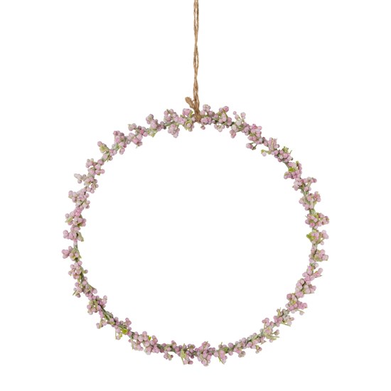 Umělá závěsná bylinková dekorace kruh 17x17x1 cm, růžová_0