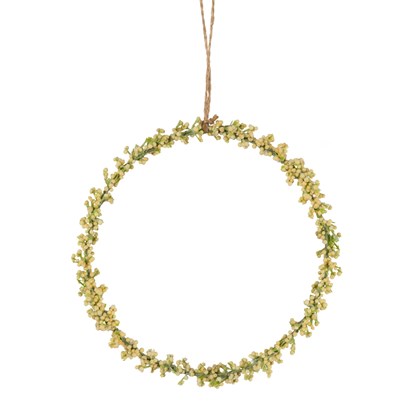 Umělá závěsná bylinková dekorace kruh 17x17x1 cm, žlutá_0