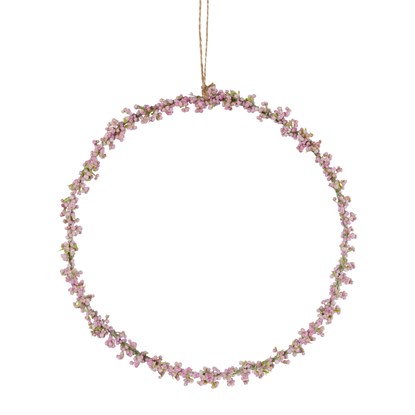 Umělá závěsná bylinková dekorace kruh 22x22x1 cm, růžová_0