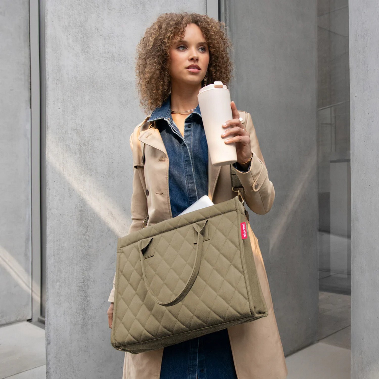 Taška přes rameno Reisenthel Daily Shopper business rhombus olive_0