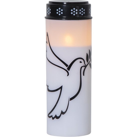 LED hřbitovní svíčka DOVE V.21 cm bílo-černá_2