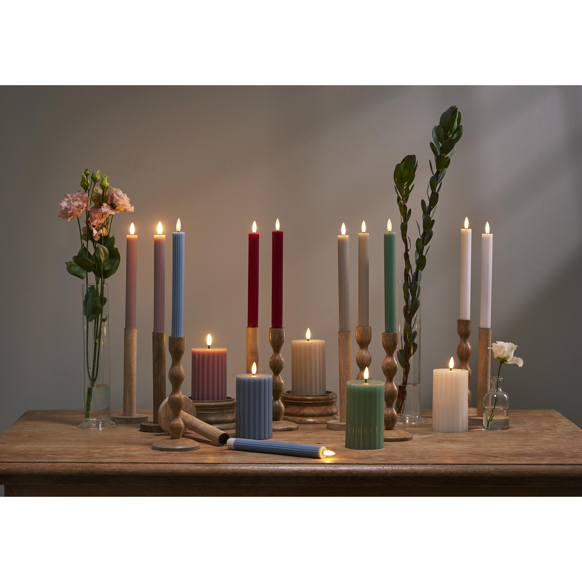 LED dekorační svíčka FLAMME STRIPE V.15 cm starorůžová_1