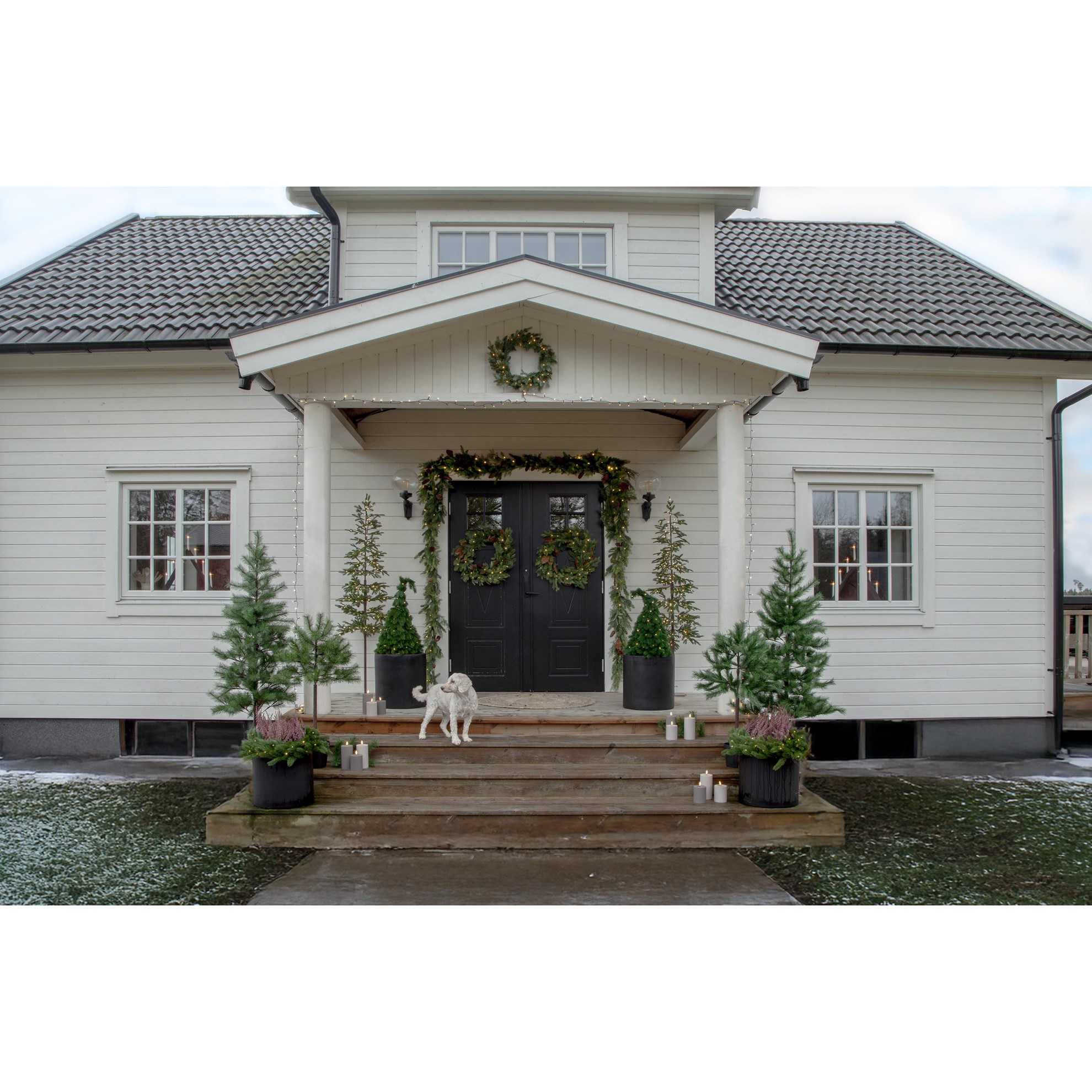 Vánoční LED dekorační věnec ERNA 30x LED P.50cm zelený_3