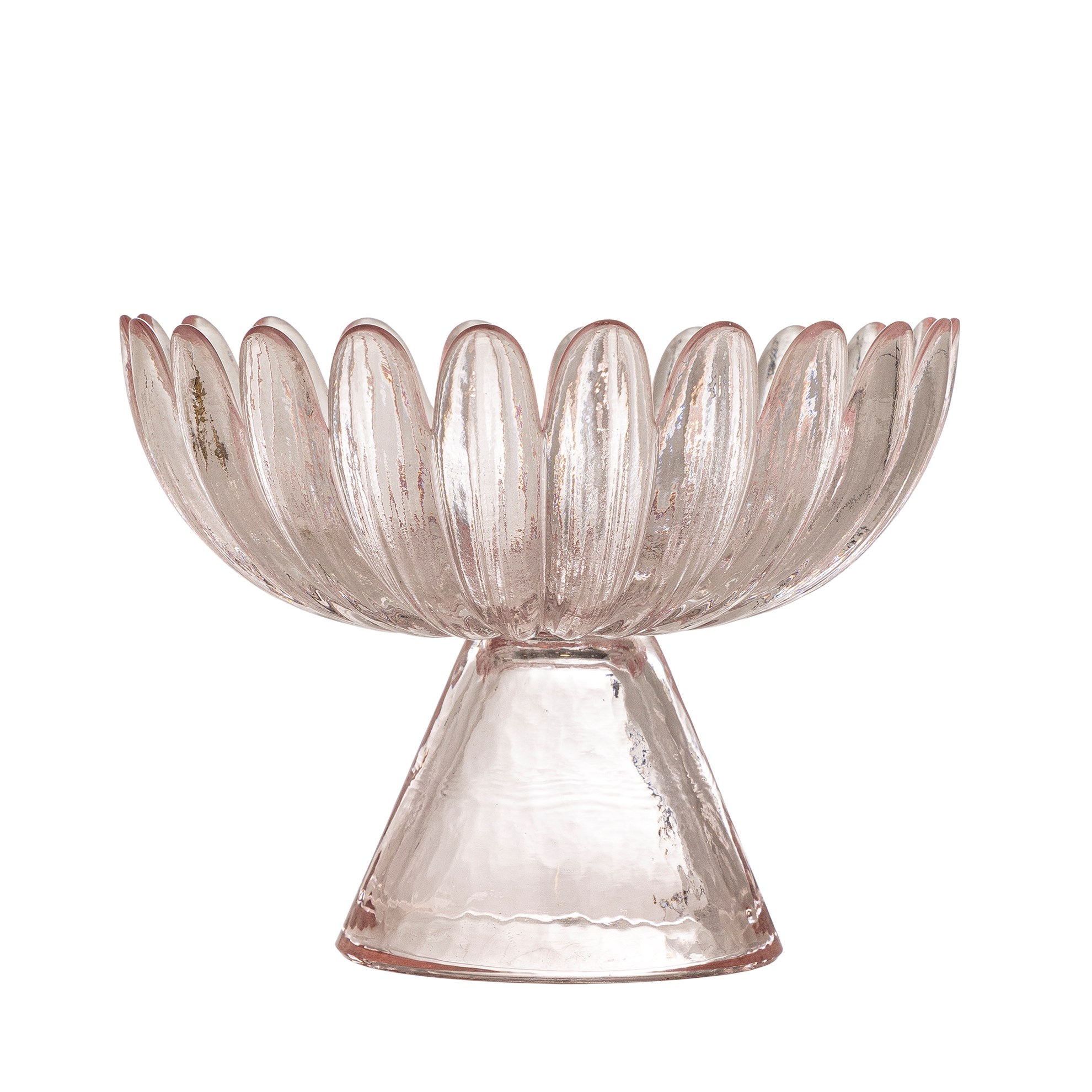 Servírovací skleněná mísa na noze NALU P.13 cm růžová_1